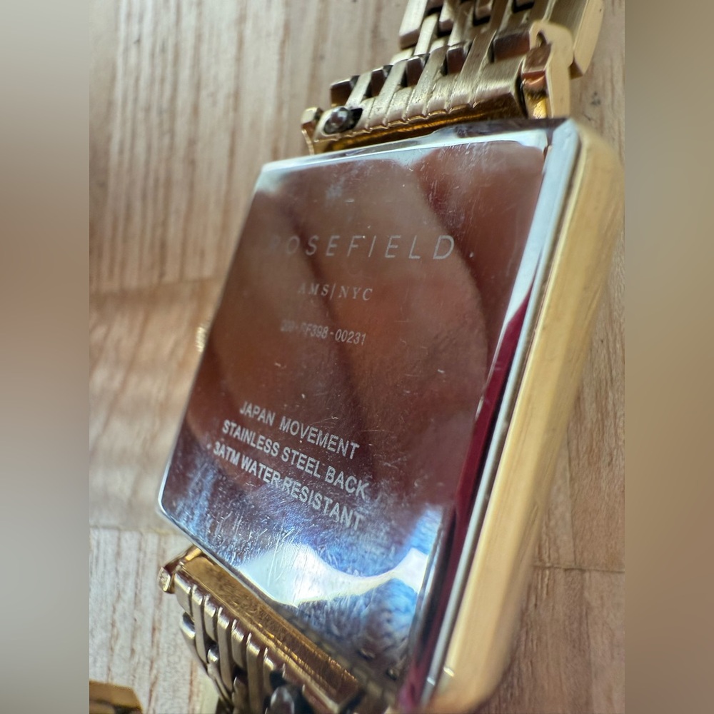 Rosefield ladies rectangular gold tone watch NEW BATTERY - Picture 9 of 11